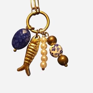 Pink Lily Gold and Blue Charm Necklace